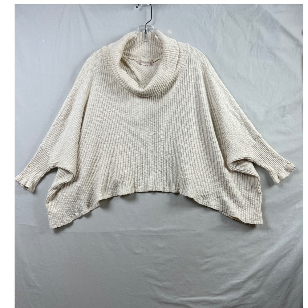 Altar'd State Oversized Shirt Women Medium Cream Open Back Ribbed Poncho